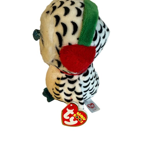 Ty Beanie Boos Nester Snowy Owl Plush Toy Red Scarf Hat 6 in Collectible - Picture 3 of 6